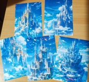 5szt naklejek duże holograficzne  zamki niebieskie scrapbooking