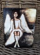 Anioł w refleksji – obraz na desce | technika decoupage