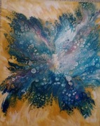 Obrazek malowany ręcznie akryle , pouring 20x30 cm 