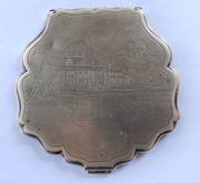 Srebrna przedwojenna pudernica próby Łazienki królewskie