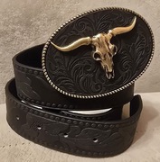 Skórzany pasek BYK RODEO Buhaj dla Hodowcy Bydła.