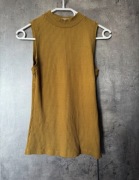 Golf bez rękawów top H&M 34 XS musztardowy półgolf