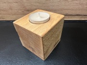 Świecznik drewniany Opalony loft na podgrzewacze tealight 1 punktowy 