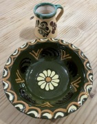 Stara Gliniana malowana misa i dzbanek