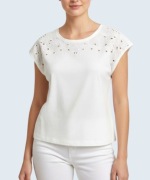 Damska bluzka biała bawełniana z krótkim rękawem 38/M