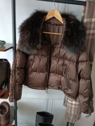 Kurtka puchowa 38 M z futrem naturalnym jenot Fofo biagi biagiotti 