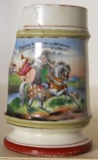 Kufel do piwa 1910-1920 trębacz na koniu EXTRA DNO