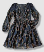 Atmosphere wizytowa sukienka długi rękaw czarna w kwiatki 38