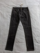 Nowe szare grafitowe przeszywane spodnie jeansowe jeansy 164