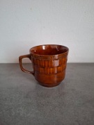 Brązowy kubek ceramiczny Chodzież vintage PRL