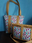 Torebka damska na ramię żółta w kolorowe liście + listonoszka