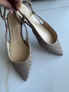 Buty Guess baleriny na płaskim obcasie odkryta pięta beżowe logowanie 38