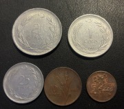 Turcja x 5, 1961+, zestaw monet