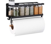 KES magnetyczny organizer na przyprawy z uchwytem na ręcznik czarny mat