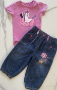 Next baby jeansowe SUPER spodnie na różowym podszyciu 68-74cm 9-12m