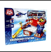 Elefun Stacja ratunkowa 3 poziomy winda 36el. + wóz strażacki + helikopter