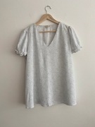 Biała bluzka w kropki z bufkami bufiaste rękawy EDC by Esprit M 38