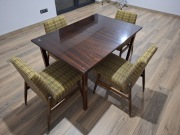 Zestaw z PRL: Stół rozkładany i 4 krzesła | Vintage Mid-Century Modern