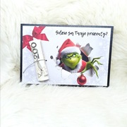 Świąteczny bon podarunkowy na pieniądze śmieszny prezent Grinch na święta 