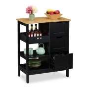 Komoda Szafka Kuchenna Czarna Ciemna z Blatem z Szufladami