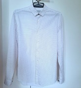 Biała koszula w mikrowzór arbuzy Zara Man rozmiar M/S slim fit 100% bawełna