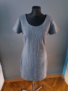 Reserved sukienka do pracy 40/L pepitka szara czarna biała 