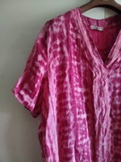 Nowa lniana 100% luźna różowa sukienka włoska Allegra Masetti XXXL 46 