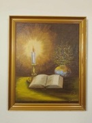 Stary obraz na płótnie sygnowany 