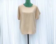 Prosta beżowa bluzka XL 42 XXL 44 top pudełkowa wypustki kropki groszki