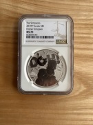 1 oz srebro ngc ms 70 Homer Simpson max nota