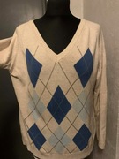 C&A Jessica sweter bluza dekolt V-neck romby old school