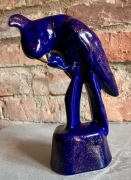 Duża porcelanowa figurka - papuga - kobalt - piękna!