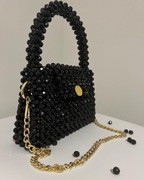 Ręcznie robiona czarna kryształowa torba