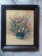 Obraz Olejny Kwiaty polne w niebieskim wazonie GERHARD NESWADBA