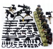 Zestaw Klocków Żołnierze działa ludziki Wojsko Armia Bronie Pies Akcesoria