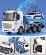 Duża laweta żuraw auto pomoc drogowa dźwięk światło
