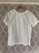 Halogen nowa biała bluzka S z ozdobnymi wstawkami 