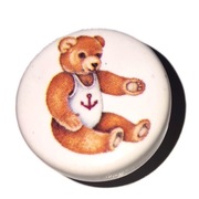 Gałka Meblowa Dziecięca ceramiczna z grafiką MISIO PLUSZAK  33 mm BIAŁA