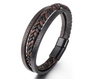 Bransoleta skórzana, brązowo-czarna, unisex, nowa