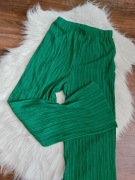 Shein zielone spodnie prażek szerokie flare s m l