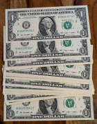 banknoty 1 dolar USA 30 szt. numery po kolei stan idealny, zestaw