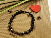 Bransoletka męska tygrysie oko i lawa wulkaniczna