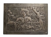 Obraz niemiecki myśliwski polowanie z psem relief metalowy. XXw. Bawaria.