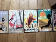 Metalowe plakaty poster plate  z drewnianą ramą