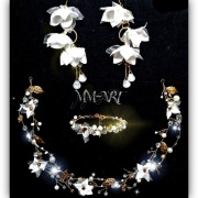 Komplet Biżuterii ślubnej kolczyki bransoletka opaska do włosów MM-ART 