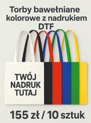 Torby bawełniane kolorowe z twoim nadrukiem DTF – 10 szt. za 155 zł