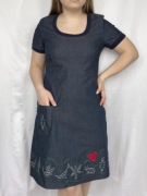 Jeansowa sukienka taliowana z haftem tulip & tatamo bugs xl