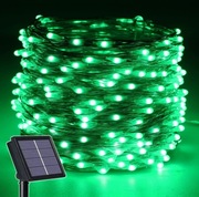 Zielone lampki 32m na balkon solarne ledowe zewnętrzne do ogrodu ledy