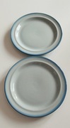 Dwa talerzyki deserowe, niebieski porcelit, PRUSZKÓW, cena kompletu 