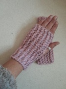 Mitenki rękawiczki bez palców handmade różowe ciepłe boho jesień  wiosna